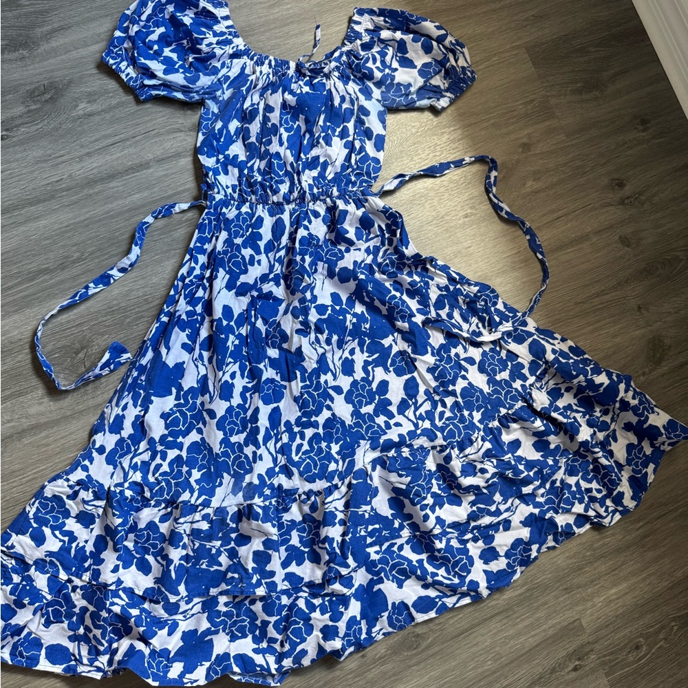 Blue and White Floral Dress